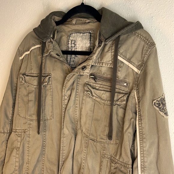 BKE Military Style Hooded Jacket Women’s Size Small Color Olive Utility Pockets - Picture 3 of 14